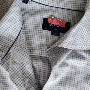 Eton slim dress shirt - White Grid Check - Sz 39/15.5